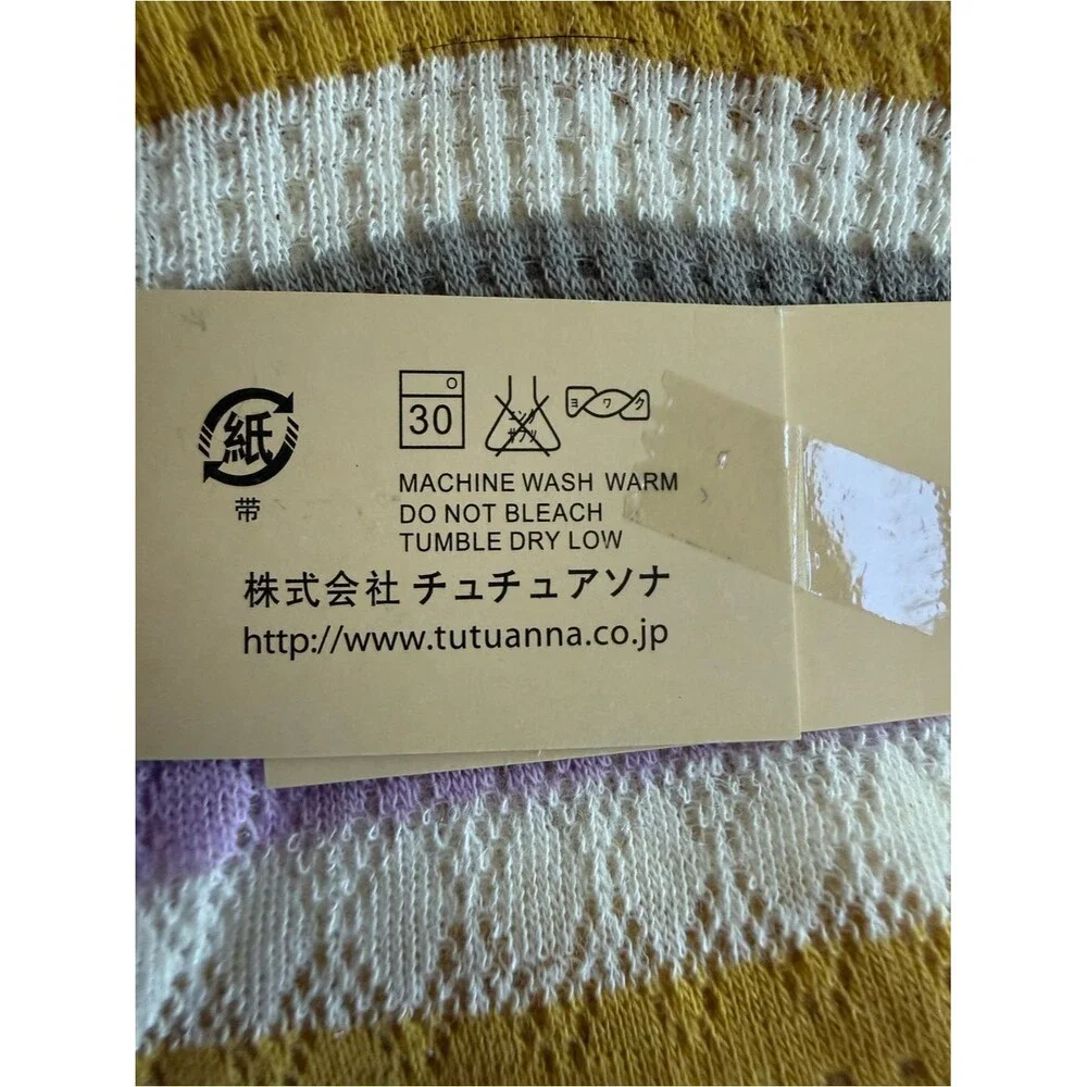 Tutuanna Lace Trim Striped Ankle Socks Cream Lavender Mustard Gray NWT